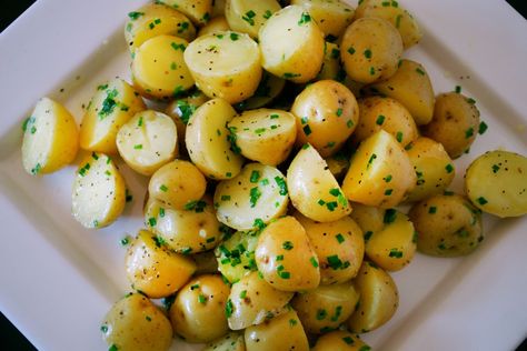 Boiled Baby Potatoes with Chive Butter