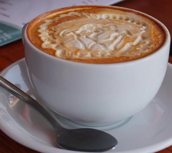 Coffee on a white mug