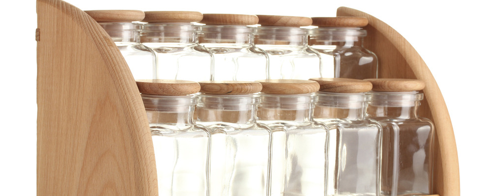 Empty glass jars for spices
