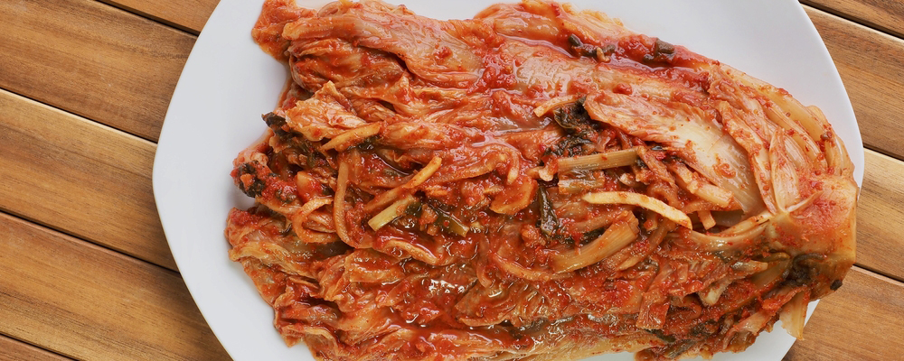 Kimchi on a white plate