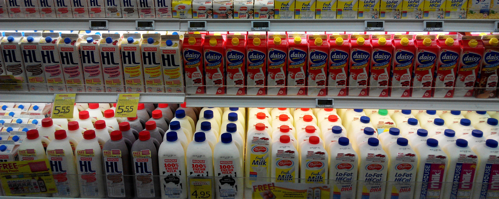 Various of milks in market