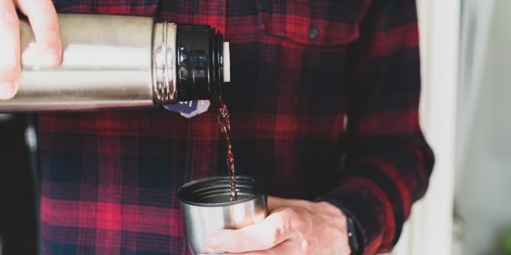 Pouring coffee from thermos