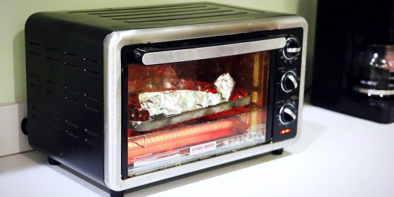 Toaster Oven with food inside