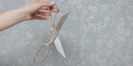 Rare scissors in a hand.